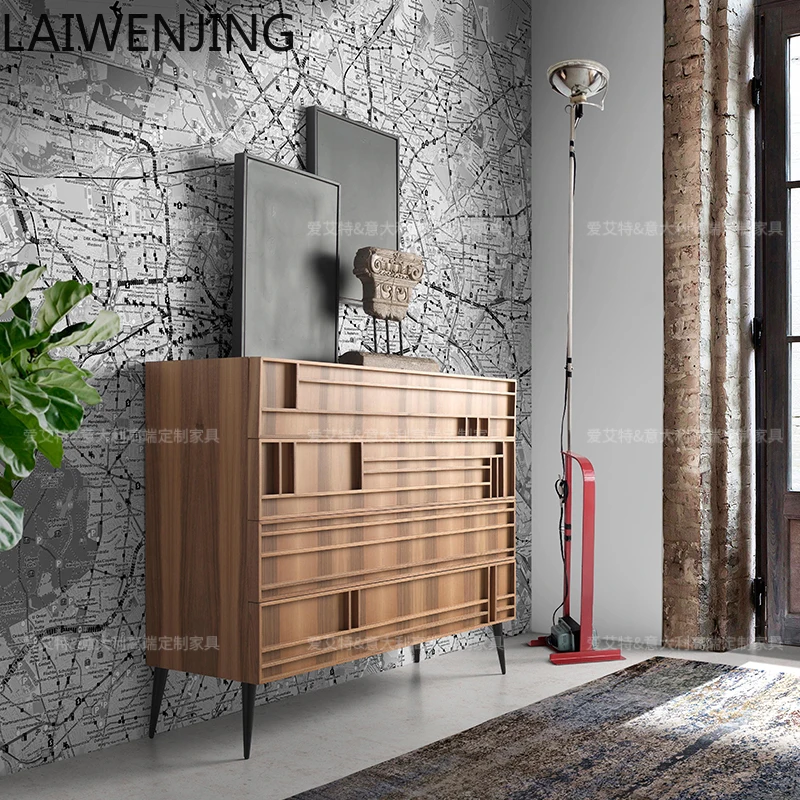 MJY Nordic Japanese light luxury meal side wabi-sandy wind solid wood storage Italian four-chest cabinet