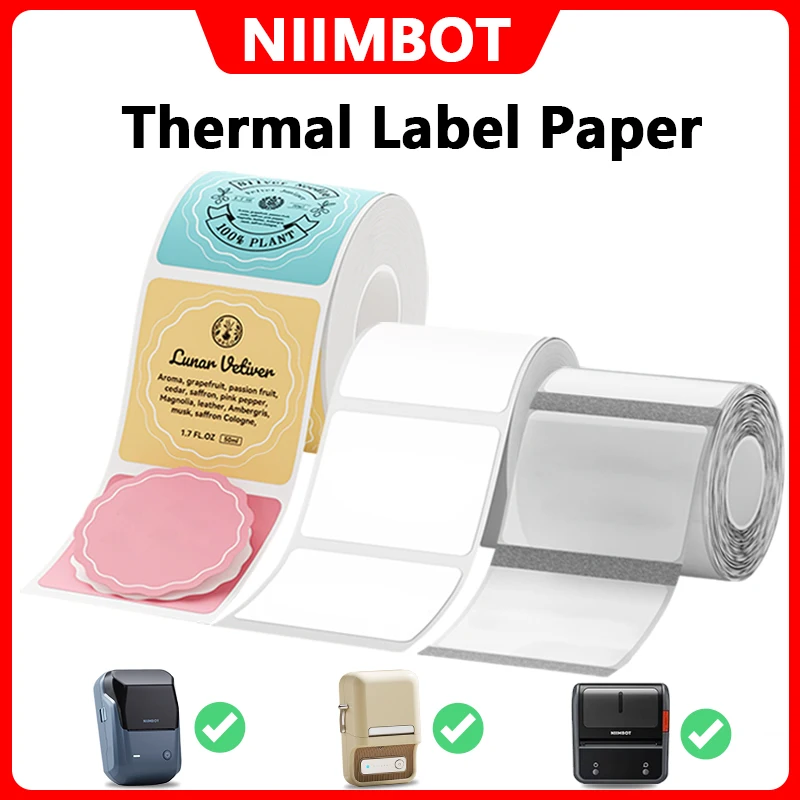 NIIMBOT 열 라벨 색상/흰색/투명 자체 접착 스티커 방수 용지 B1 B21 휴대용 프린터 라벨 메이커