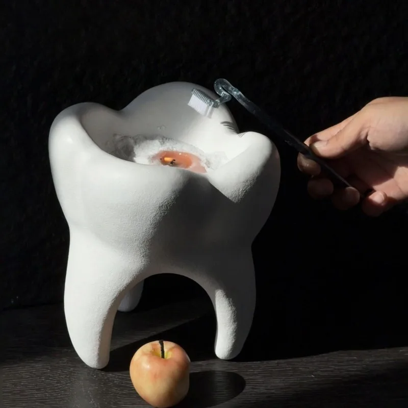 Giant Wisdom Tooth Sculpture Sand Wax Candle Holder, Cute Creative Decorative Tray Sandstone Version for Home Ornament