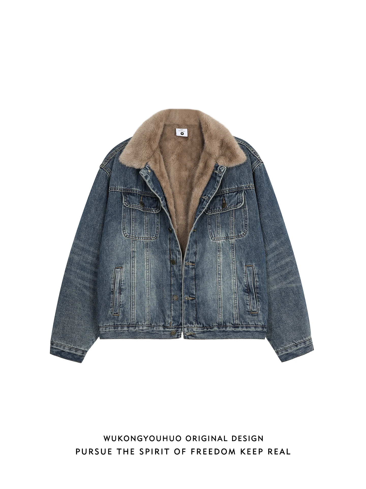 

Теплый хлопковый джет Thiened для подростков, свободный крой, модный, молодежный, с кроличьим мехом, имитация вискозы, повседневная одежда для мужчин и женщин