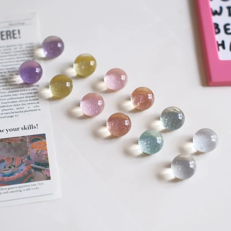 6pcs Glisten Resin Opal Fridge Magnets Whiteboard Photo Fixed Sparkle Stickers Postcard Display Ideas Stationery Home Decor Gift