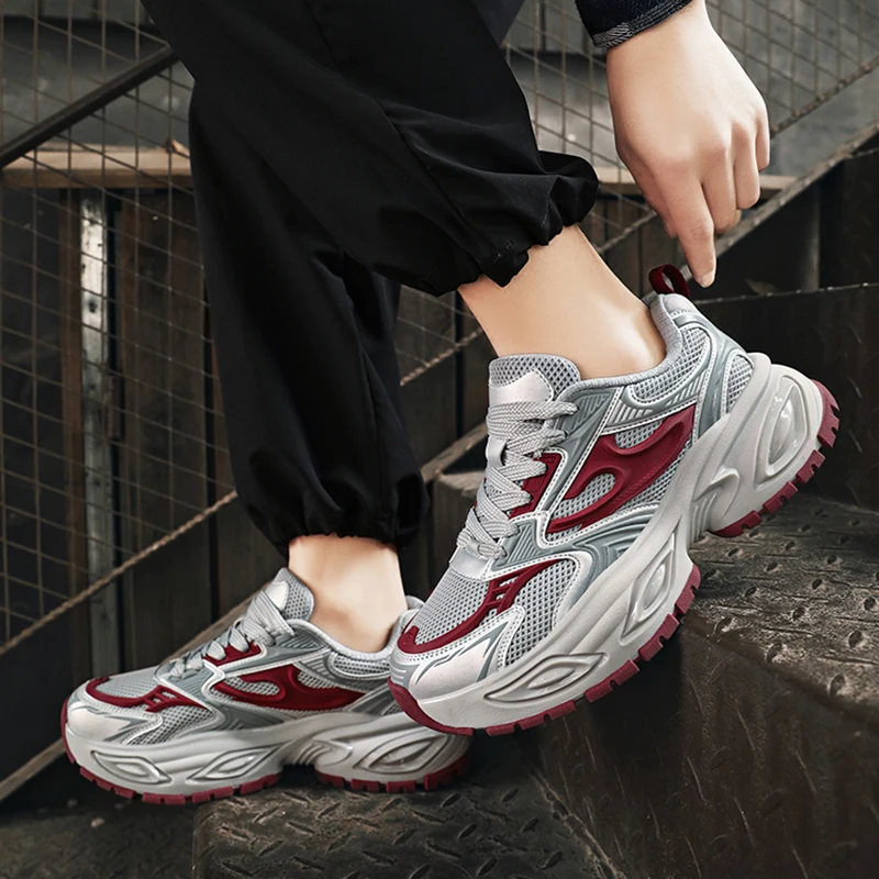 2025 Spring New Men's Explosive Increase Daddy Shoes All Sports Board Shoes Students Summer Net Surface Leisure Running Shoes