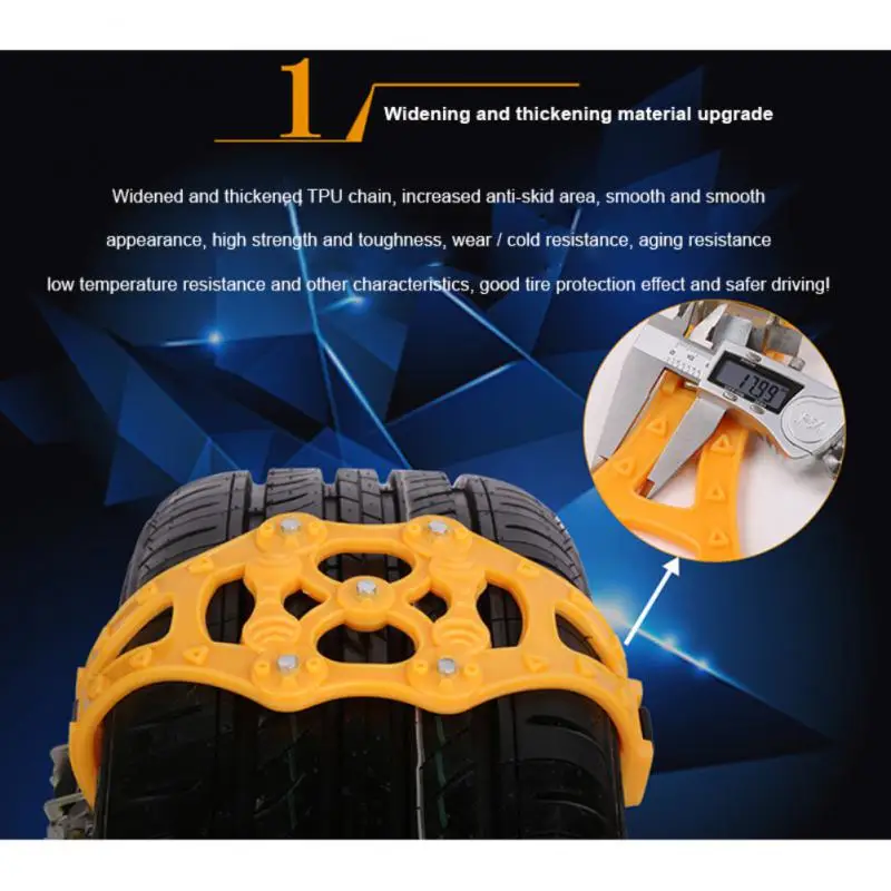Catena antiscivolo di emergenza per auto catene da neve a scatto gialle senza sollevamento installazione rapida catene per bici accessori per prodotti