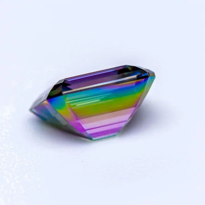 Moissanit-Stein Smaragdschliff Regenbogen-Grün DIY Schmuckherstellung Hauptmaterialien Mit Zertifikat – Detail 4
