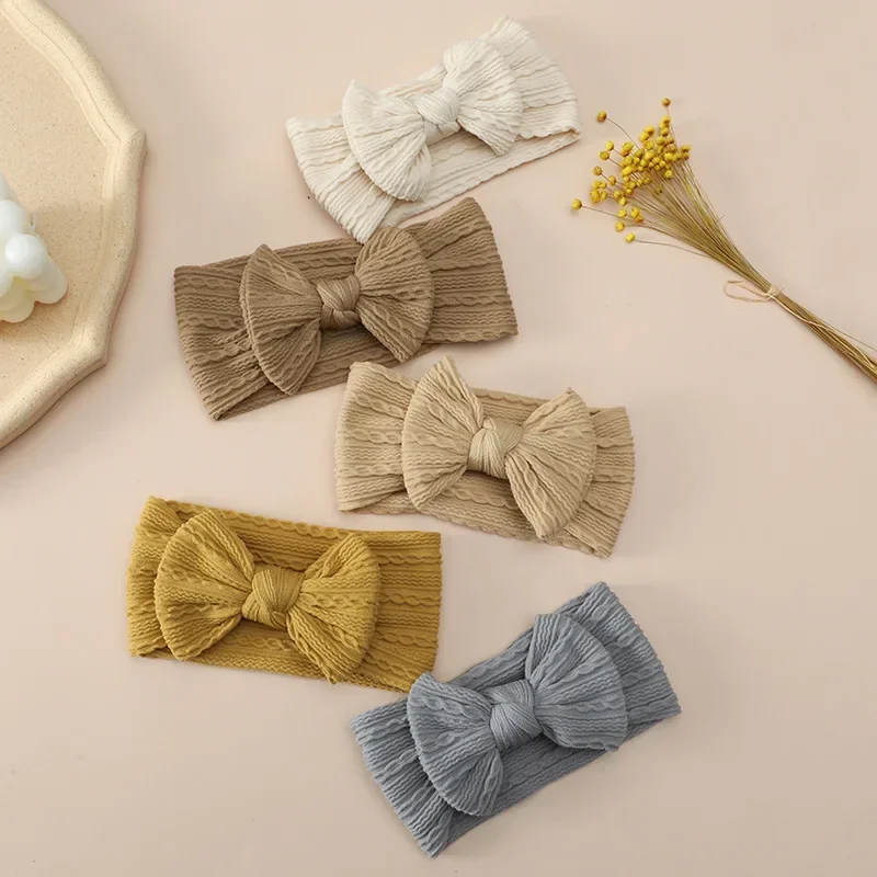 selling new high-end children's bow headband with high elastic nylon jacquard baby hair band