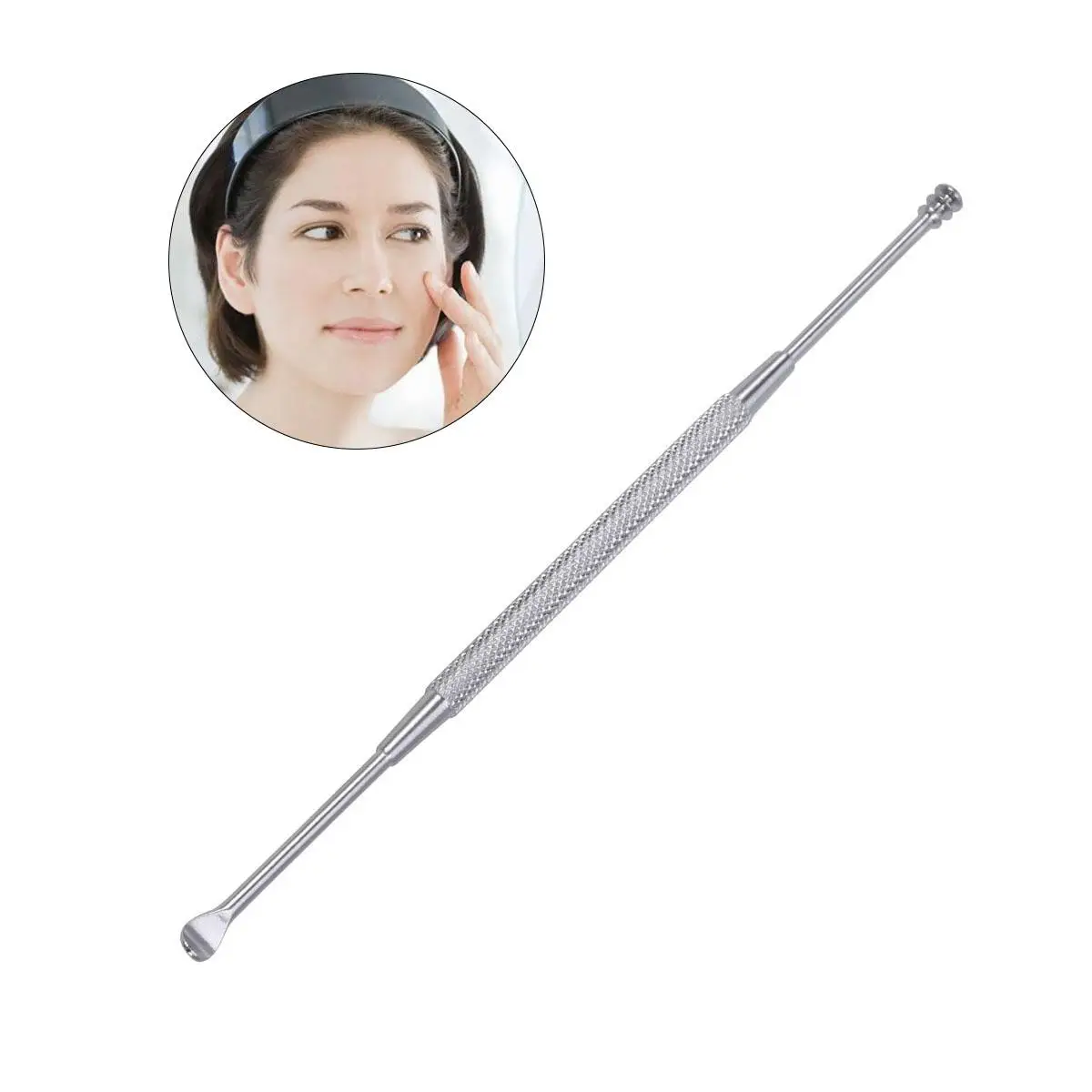 

Stainless Steel Spiral Curette Multifunction Double End Ear Spoon Ear Wax Removal Cleaner Ear Care Beauty Tool Kit (Silver)