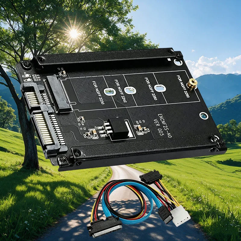 M.2 NGFF B Key to SATA 3.0 Adapter Card Riser Converter Socket with SATA Cable Support 2230 2242 2260 2280 M.2 SATA Protocol SSD