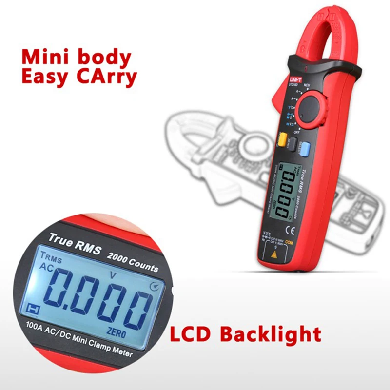 UNI-T UT210E Mini Digital Clamp Meter AC DC Current Pliers Ammeter Voltmeter Clamp Multimeter Tester Frequency Meter