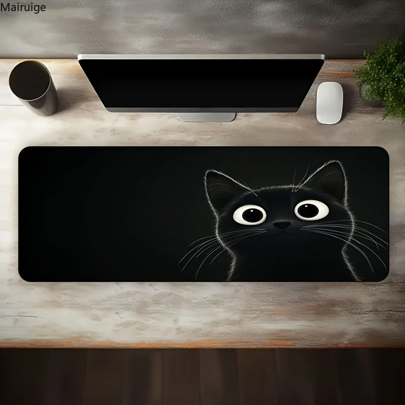 

Cute Black Cat Design Mouse Pad Large Computer Office Table Mat Rubber Anti-slip Gaming Keyboard Mousepad Long Desk Mat 900x400