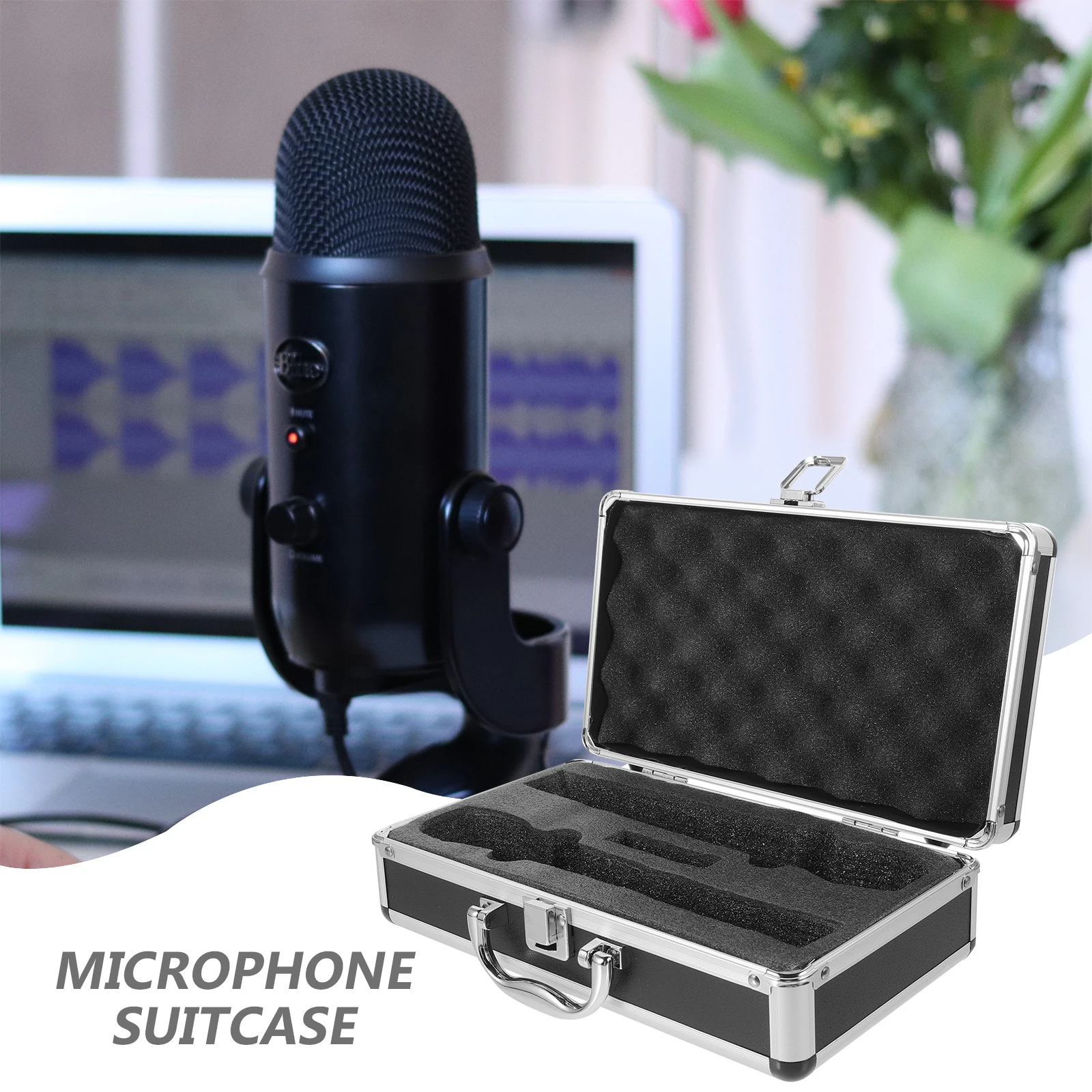 

Hard Shell Microphone Case with Handle Universal Wireless Storage Travel Box for Handheld Mics Foam Lining Protection for Mic