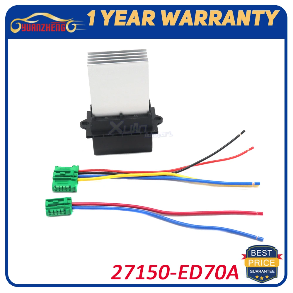 

Blower Motor Heater Fan Resistor+Connector/Wire 27150-ED70A For Nissan Tiida Livina Citroen Peugeot Renault 27150ED70A
