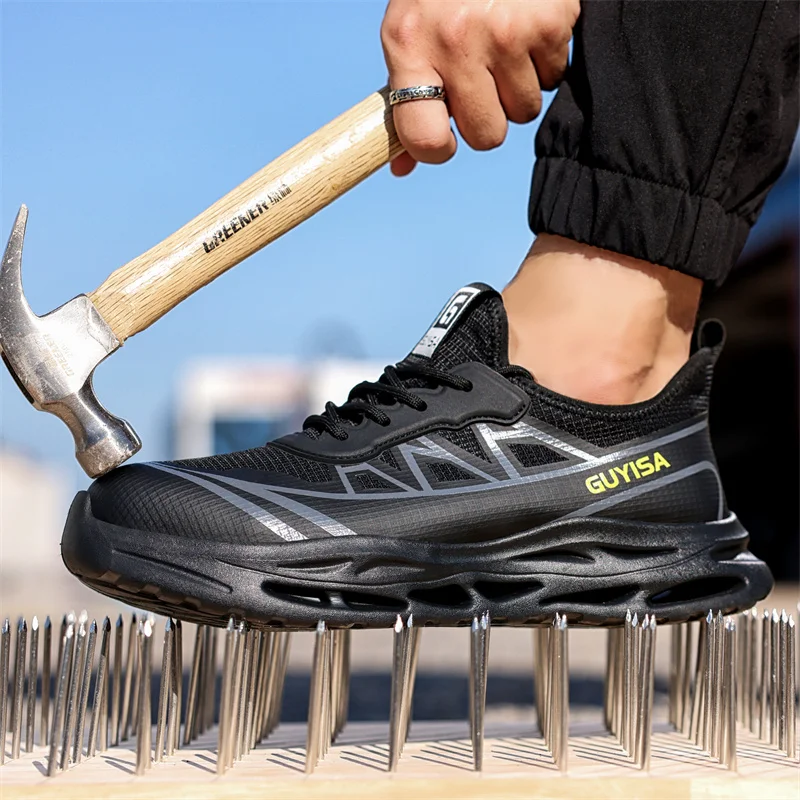 Work Sneakers Steel Toe Shoes Men Safety Shoes Puncture-Proof Work Shoes Air Cushion Boots Indestructible Footwear Security