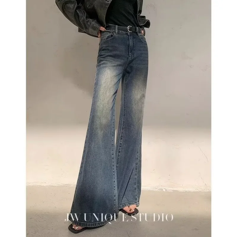 Women Blue Jeans Y2K Style Vintage Fashion High Waisted Streetwear Wide Leg Jean Female Trouser Oversized Baggy Denim Pants