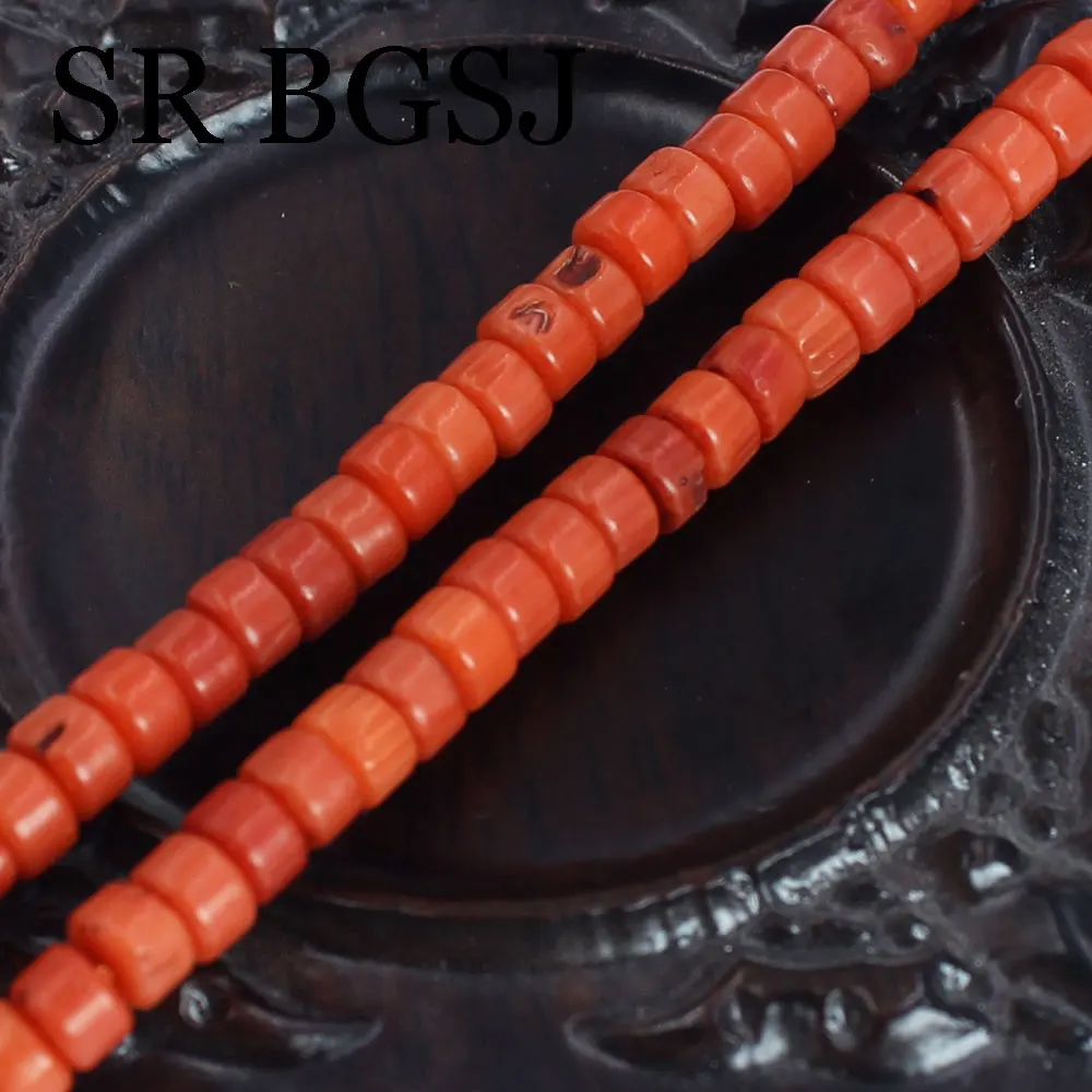 4x5mm 15inch Rondelle Vintage Orange Natural Sea Bamboo Coral Gems Jewelry diy Drum Beads