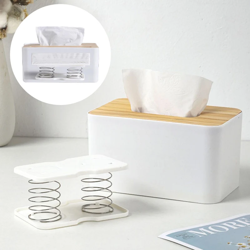 

Paper Towel Spring Tray Tissue Box Automatic Rising Elastic Support Drawing Paper Holder Practical Home Gadgets
