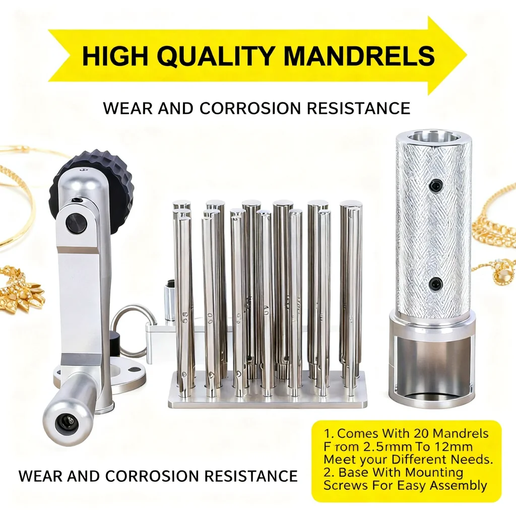 TOOLTOS Manual Jump Ring Maker with 20 Mandrels 2.5-12mm Jewelry Wire Winding Machine Ring Making Tool