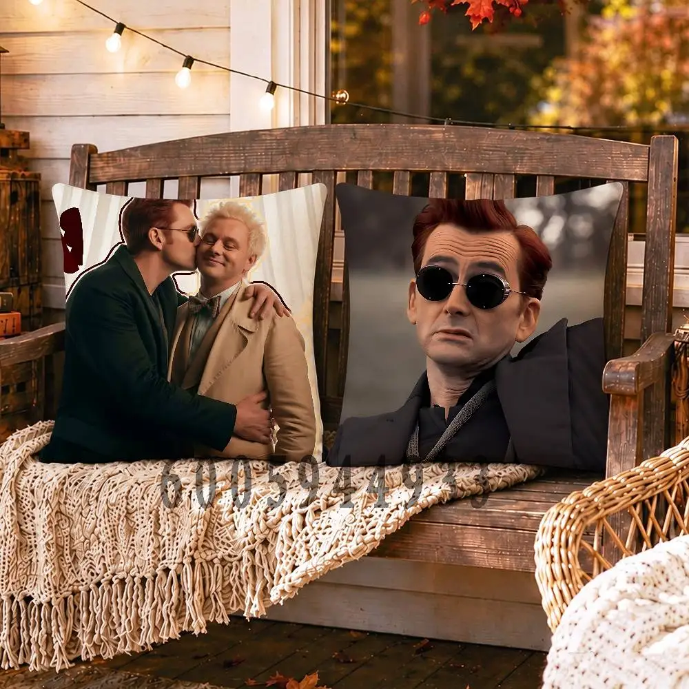 G-Good Omens Square Pillow Cover Multiple Sizes For Car Home Bedroom Decoration Holiday Housewarming Gift For Family