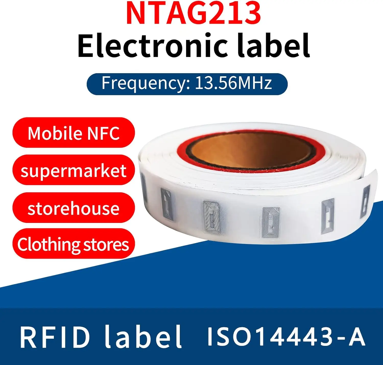 NTAG213 Chip Blank NFC Stickers Adhesive Labels RFID Tags Rewritable 144 Bytes Memory Compatible with All NFC-Enabled Smartphone