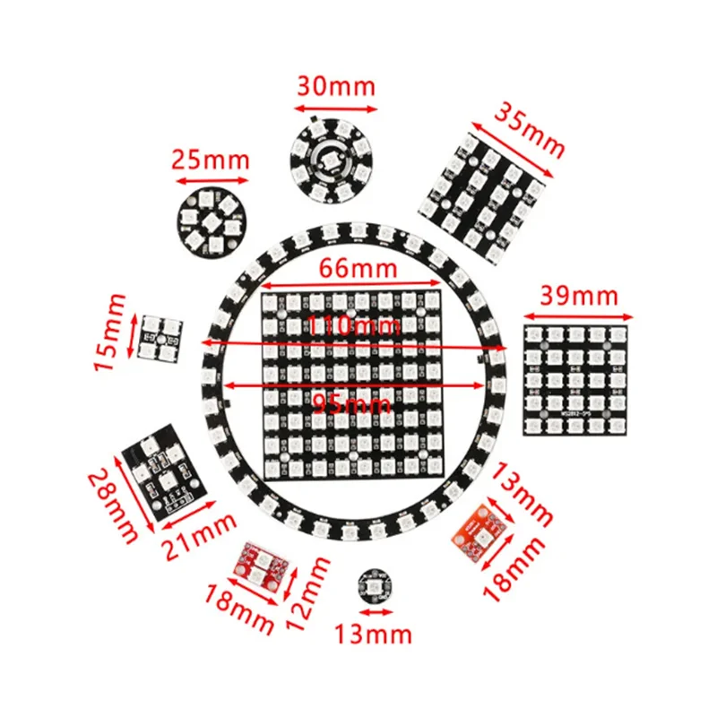 WS2812 WS2812B 1 2 4 7 9 16 25 32 64 Bit WS 2811 5050 modulo pannello lampada LED RGB 5V Controller LED colorato preciso per Arduino