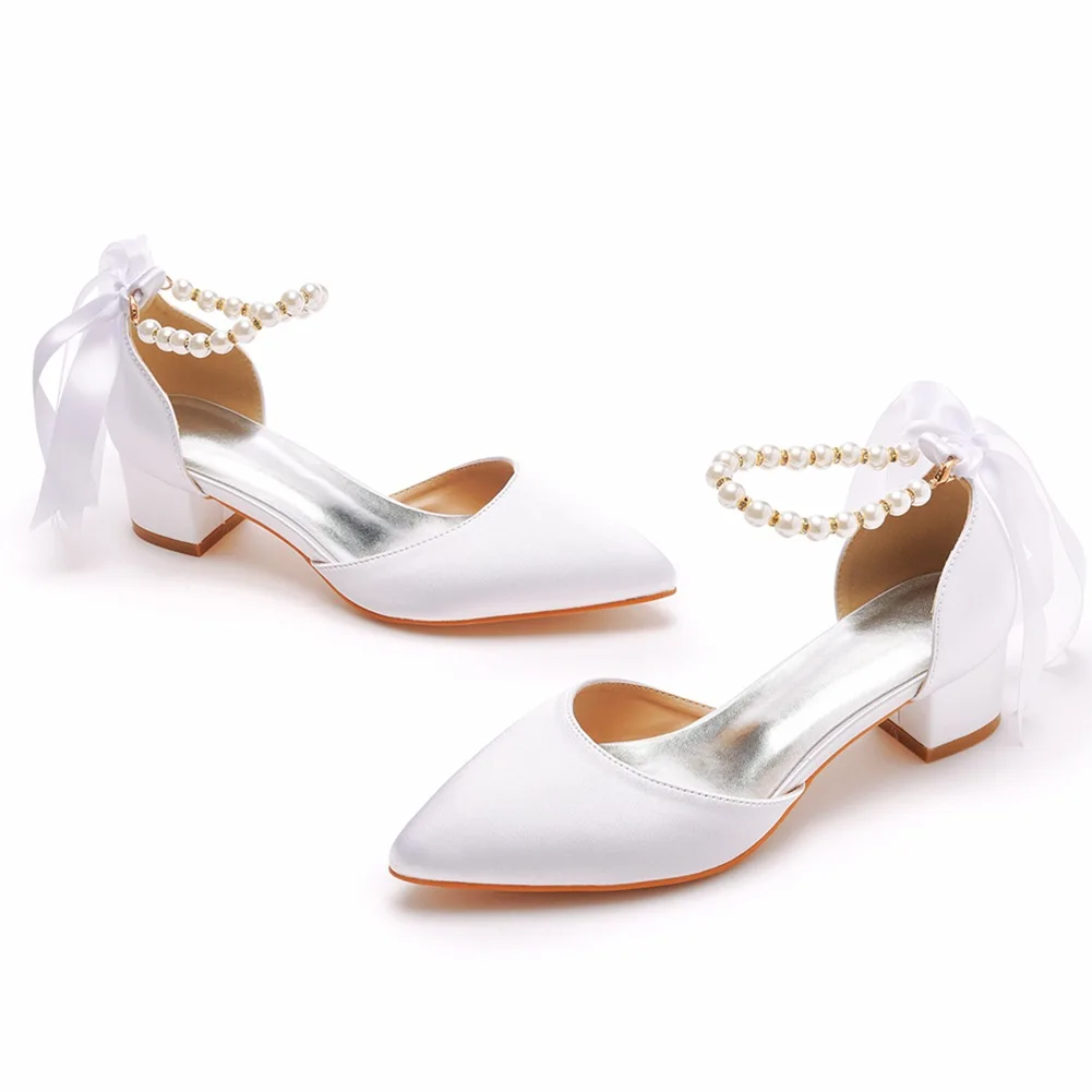 Summer Sexy High Heels Women Sandals Pumps Party Solid Silk 4.5CM Square Heel Princess Dress Woman Shoes White High Quality