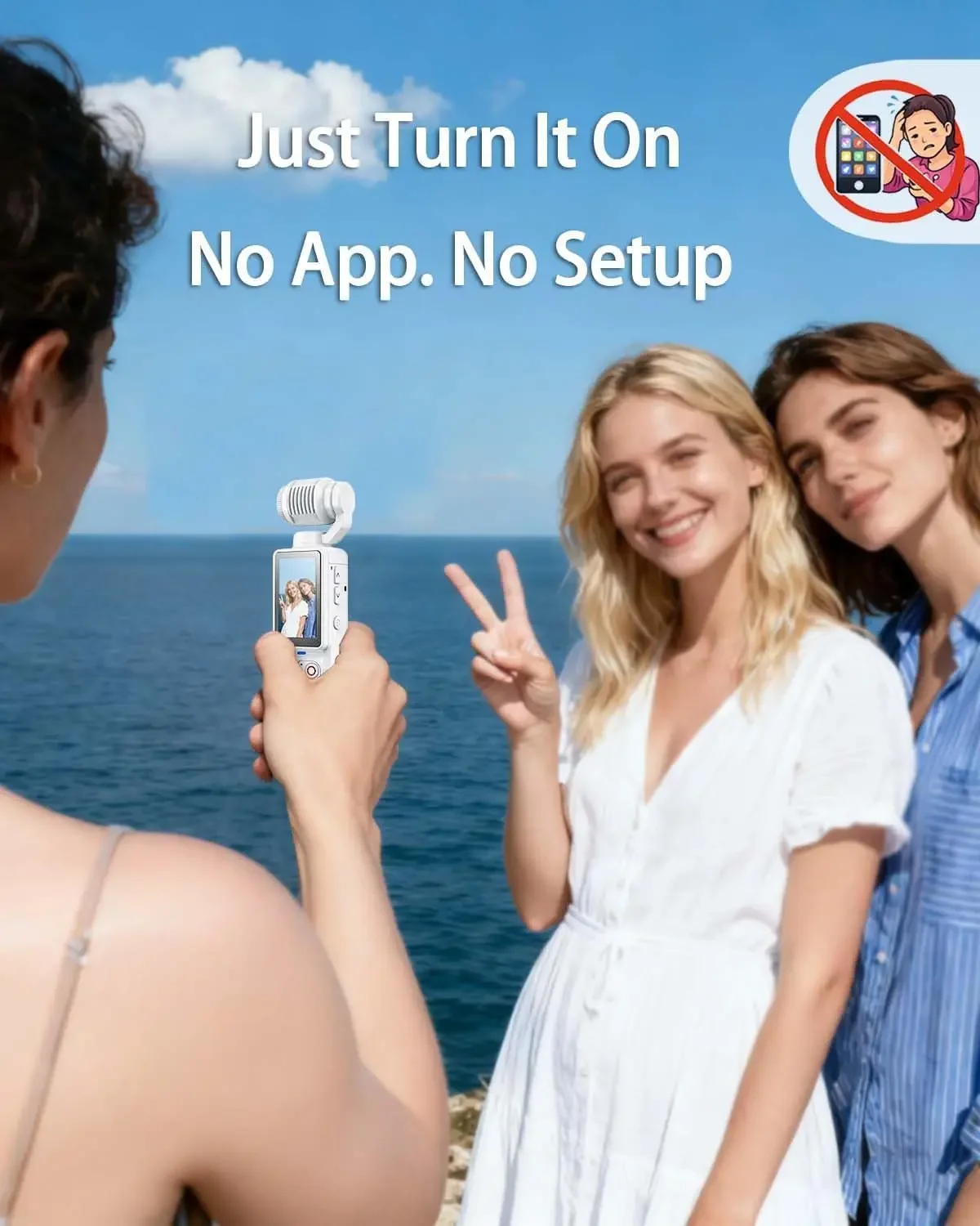 180° Rotating Lens Vlogging Camera Pocket Body Camera Audio Video Recording 7 Hour Battery Handheld Portable POV Cam White - view 4