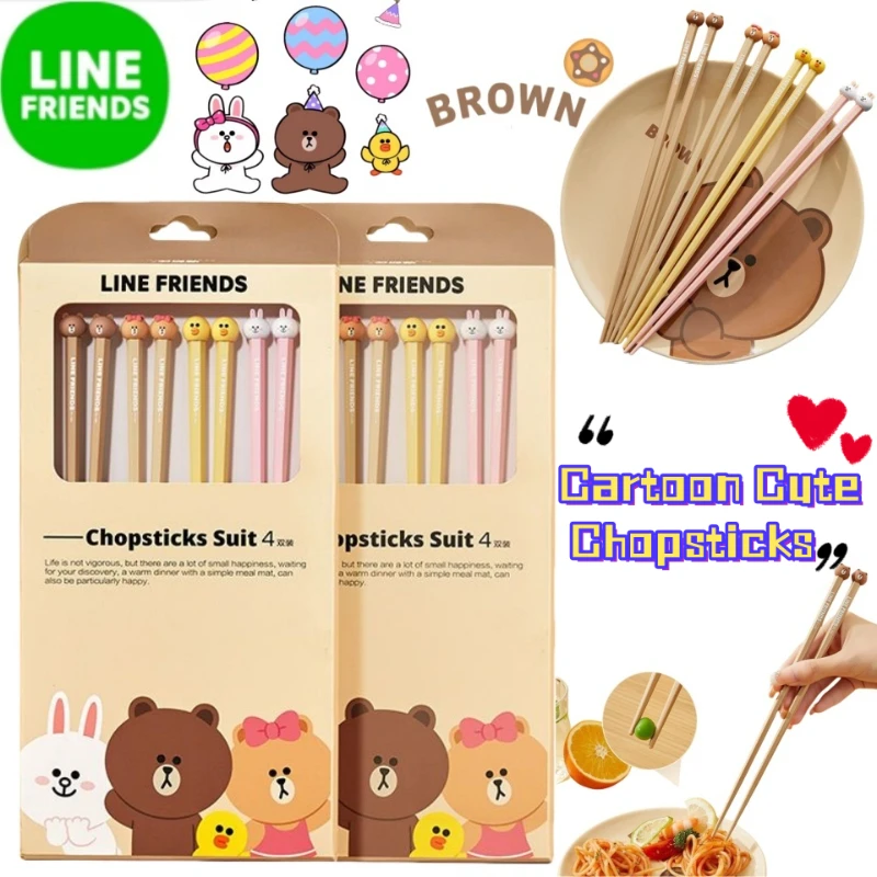

LINE FRIENDS Brown Cony Creative Cartoon Alloy Chopsticks Non-SlipHigh-Temperature Resistant Chopsticks for Couples and Home Use