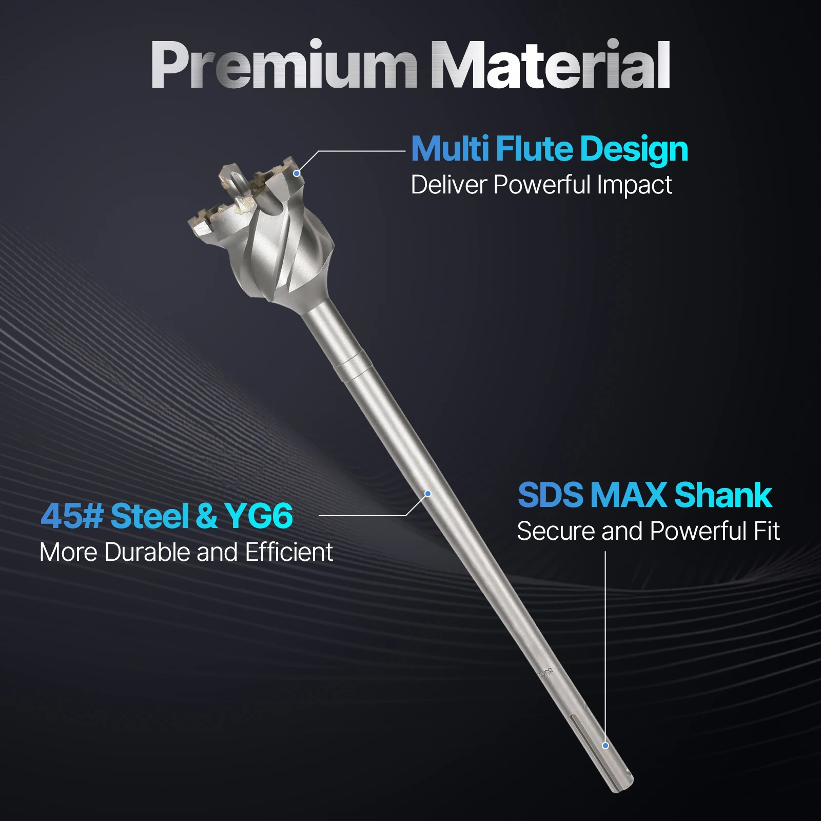 SDS MAX 35-80mm Hartmetall-Lochsäge Elektrischer Hohlkernbohrer Schaft 500mm Zement Stein Beton Wand Klimaanlage – Detail 1