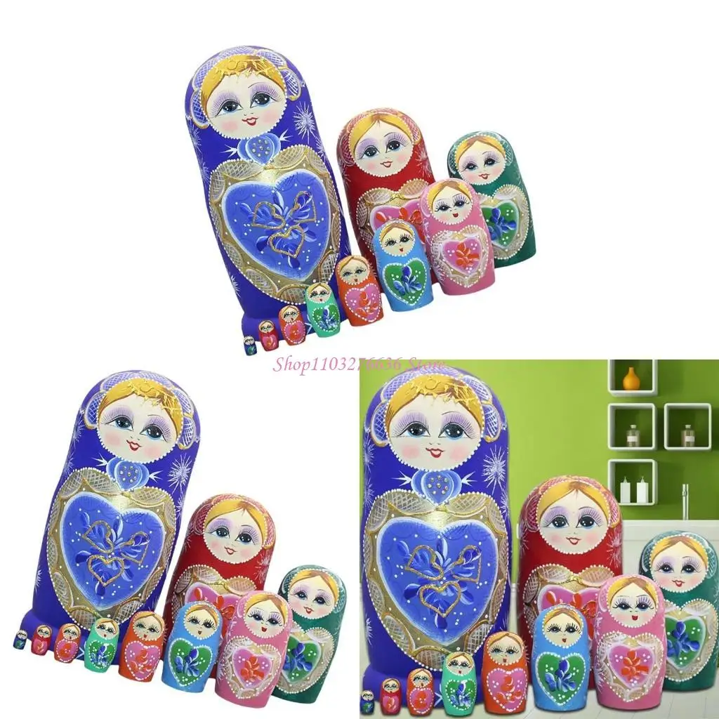 

R6FD 10Layer Traditional Matryoshka Russian Nesting Dolls Babushka Figure Desk Decors