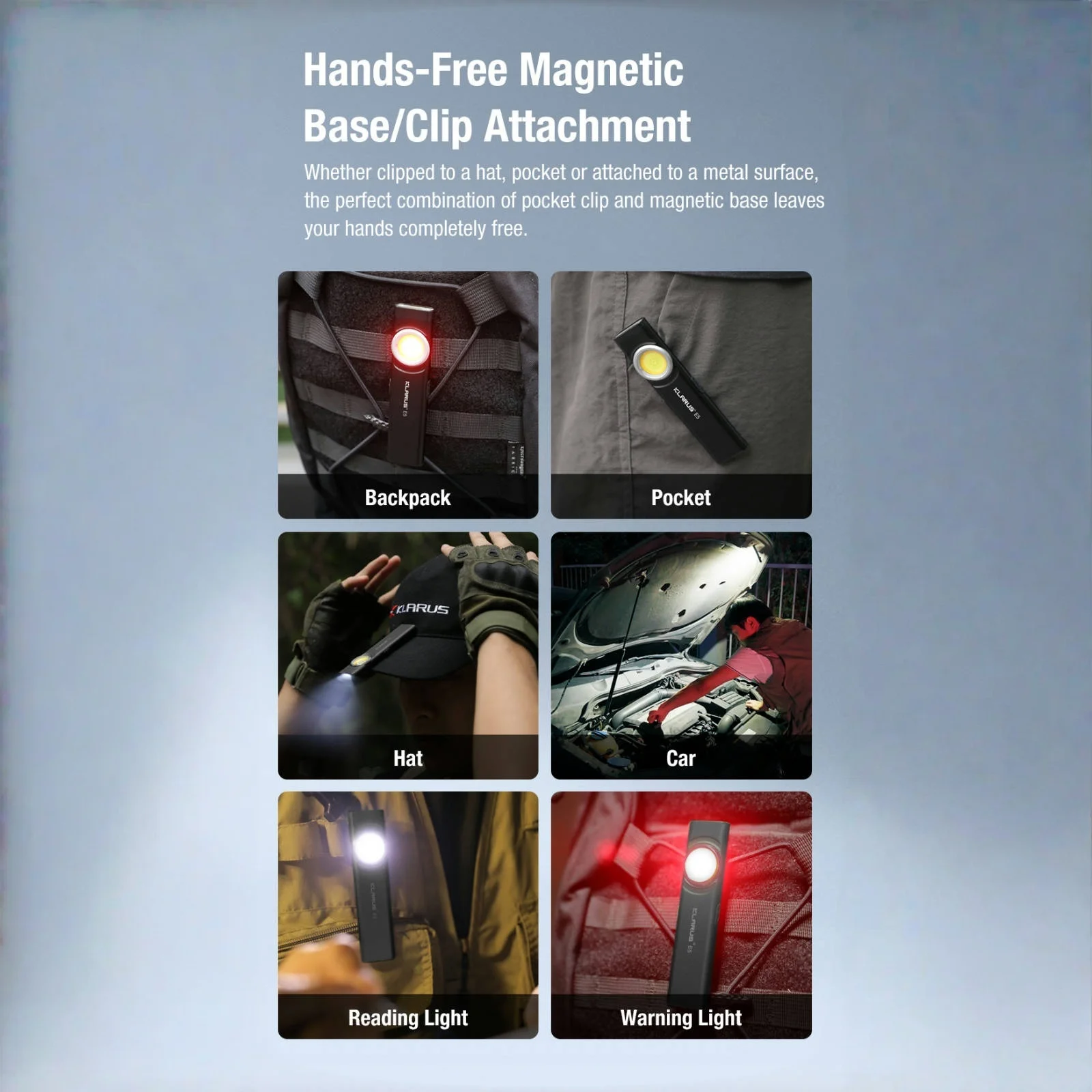 Klarus E5 Pocket Flashlight with Clip,USB-C Fast Charging,IPX4 Waterproof,Dual Light,Magnetic Base for Everyday Carry & Travel