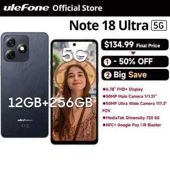 Ulefone Note 18 Ultra 5G Smartphone 12 GB di RAM (6 + 6) 256 GB di ROM 6,78