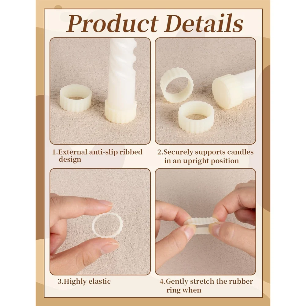 Silicone Candles Grippers Rings Holders, Taper Candle Hugger 22 Pcs For Tapers Cups