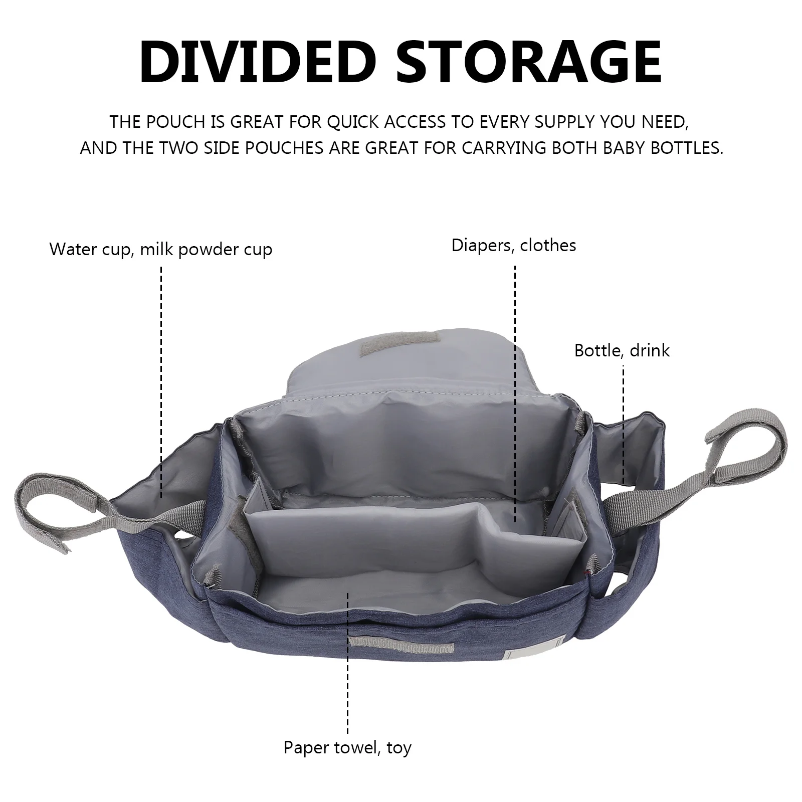 1 قطعة حقيبة للحمل عربة الأطفال متعددة الأغراض عربة الحقيبة تخزين مرن لمنتجات الأطفال سهلة التركيب مع المقود عربة حقيبة للحمل #6