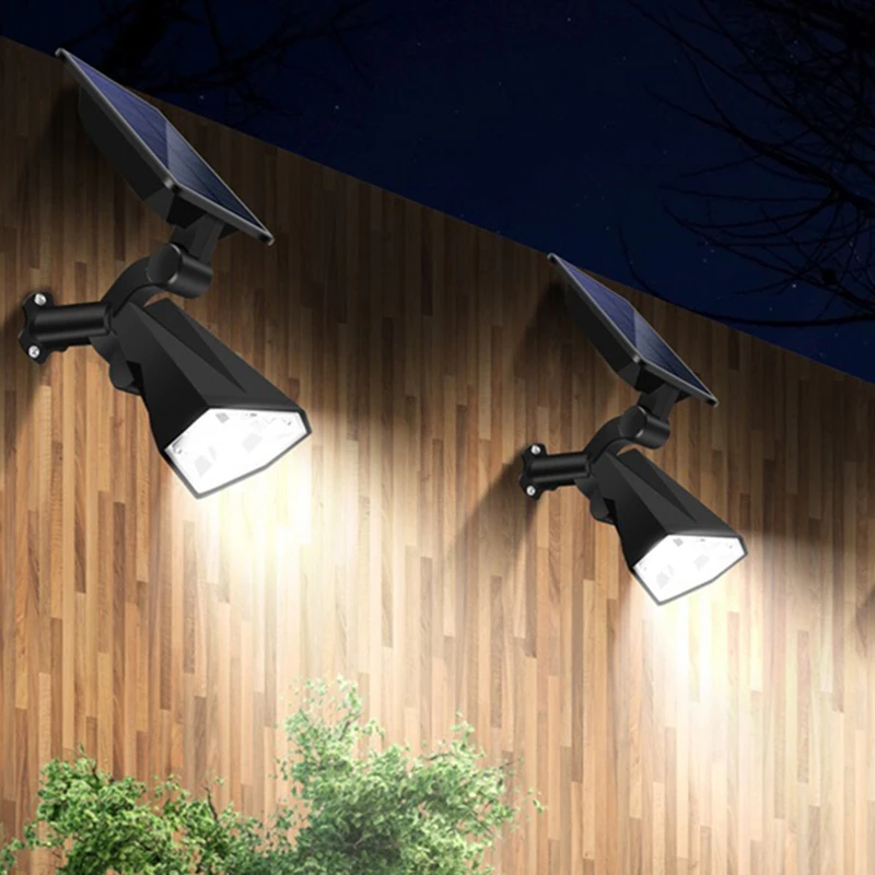 أضواء كاشفة للمناظر الطبيعية بالطاقة الشمسية قابلة للتعديل ، مصابيح مقاومة للماء IP65 ، مسارات مدببة ، ممرات الفناء ، 2 *