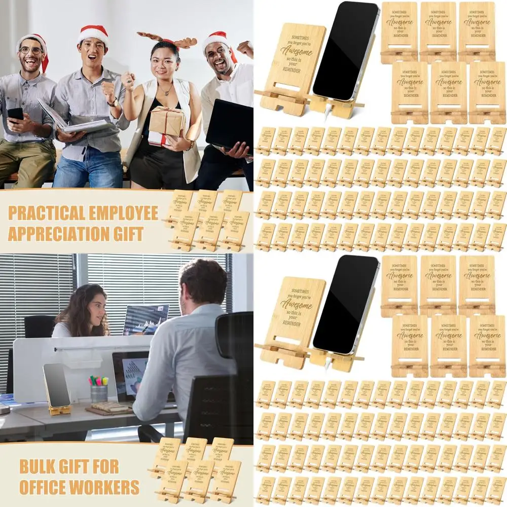 

60 шт. рождественские подарки для сотрудников, объемная бамбуковая подставка для телефона для стола, офисных работников, подарок с благодарностью для командных коллегров S