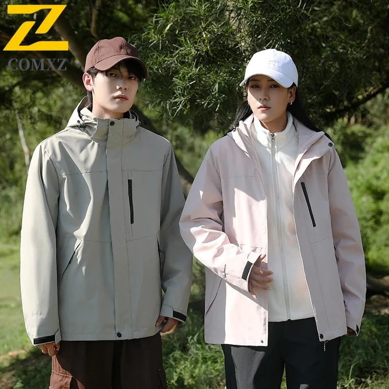 سترة رجالي COMXZ مميزة بقلنسوة لتسلق الجبال مقاومة للرياح معاطف دافئة للدراجات النارية 2025 سترة واقية جديدة للخريف على الطراز اليومي #3
