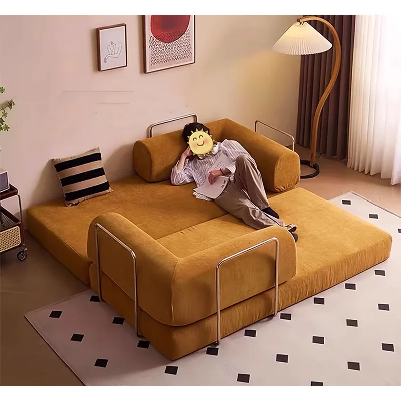 Vacuum compression folding fabric sofa bed square stainless steel sponge module filled sofa