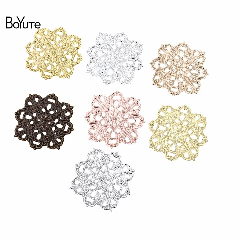 

BoYuTe (50 Pieces/Lot) 42MM Metal Brass Filigree European Flower Materials DIY Handmade Jewelry Accessories