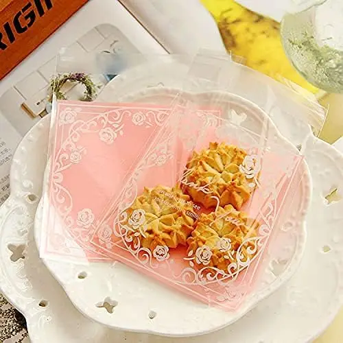 100 Stück OPP-Cellophanbeutel mit selbstklebendem Verschluss, ideal für Partygeschenke, Süßigkeiten, Kekse, Geschenkverpackungen, Set mit 95 Stück – Detail 3