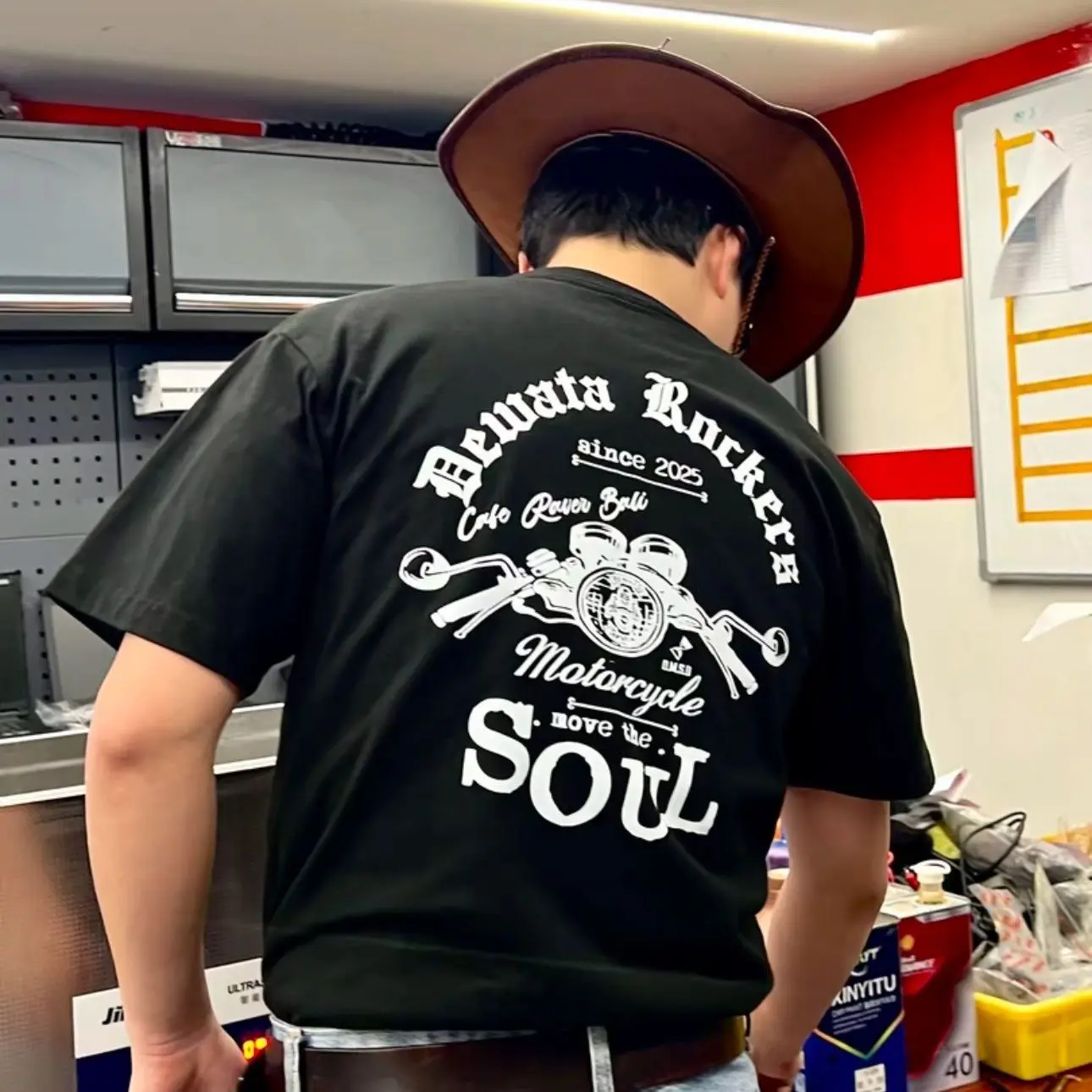 

Retro Motorcycle American Ami Kaji Locomotive Head Men's and Women's Pure Cotton Round Neck Loose Short-sleeved T-shirt