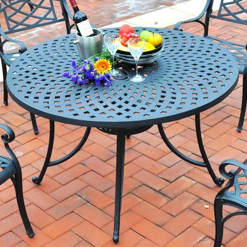 Crosley Furniture Sedona Solid-Cast Aluminum Outdoor Dining Table, 46-inch, Black