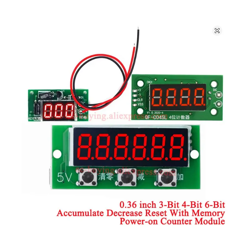 DC 4-25V 0.36-inch 3 6 4-digit Digital Counter Module Low-Level Switching Counter Module Addition Subtraction and Zero Clearing