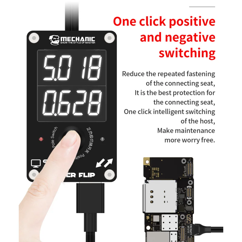 MECHANIC One Click Power Boot Cable Current Voltage Display With 23 Connecting Seats for iPhone 8-17PM Android Repair Test Tool