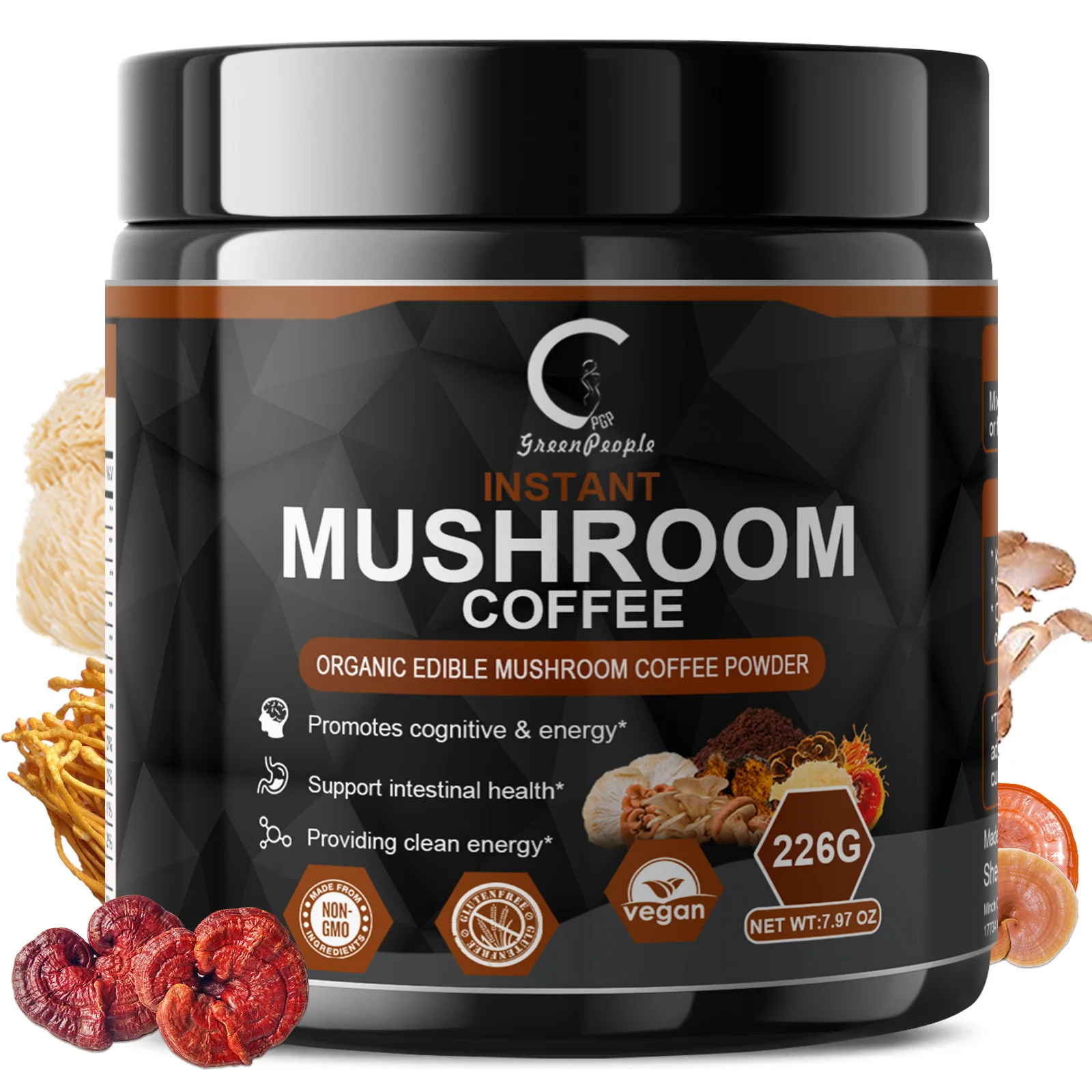 

Premium Adaptogenic Mushroom Coffee, Chaga, Lions Mane for Better Focus, Energy, Digestion, Skin, and Immunity