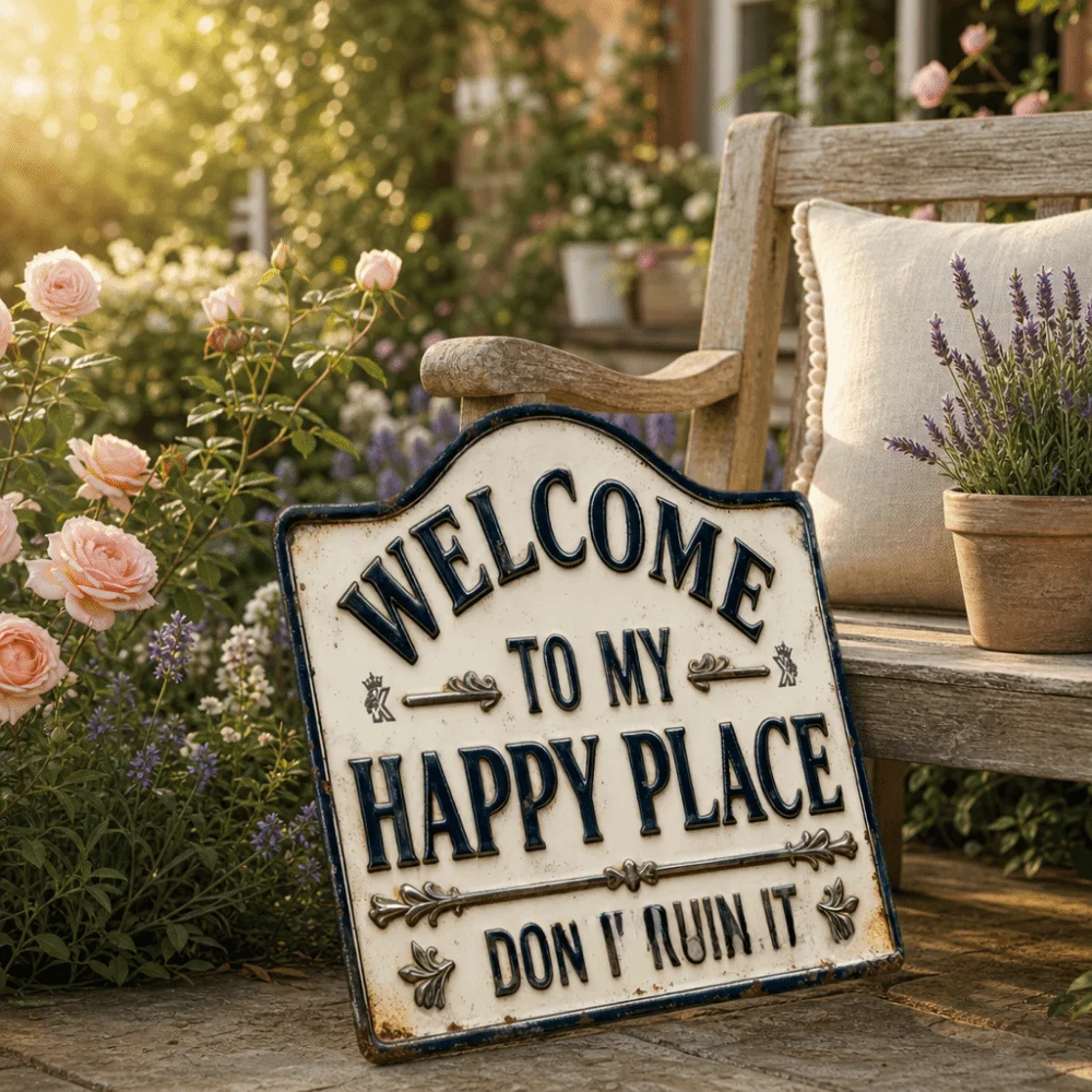 Creative Art 2D Flat Rustic Welcome Sign Wooden Printing Front Door Sign Vintage Decorative Plate House Decoration Porch