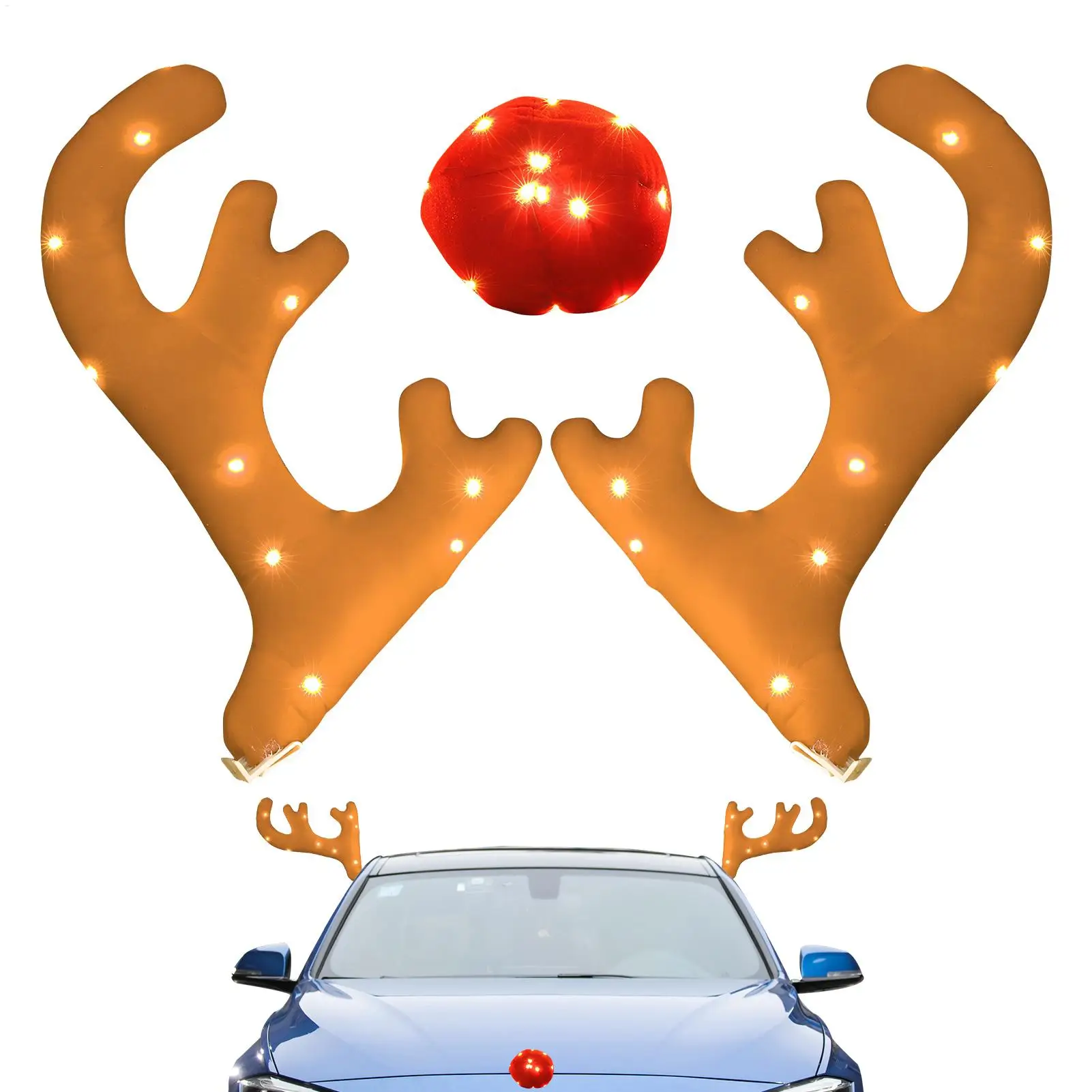 

Car Reindeer Antlers Festive Auto Exterior Christmas Decor Antler Set Roofs Tops Reindeer Decoration For Van SUV Shopping Mall