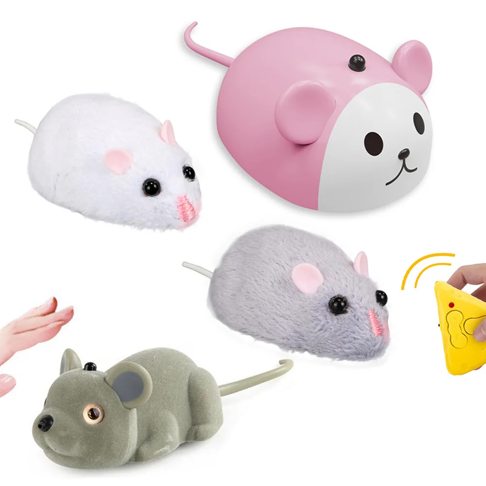 RC Infrared Simulation Mouse Toy Realistic Cartoon Hamster with Cheese Remote Control Cat Chase Play & Interactive Fun Toy HG40