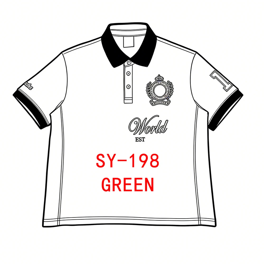 SY-198 Unisex Cotton Double short-Sleeve T-Shirt, Tracksuit Pants & Hoodie Set - Comfortable, LONDON POLO SHIRT- GREEN