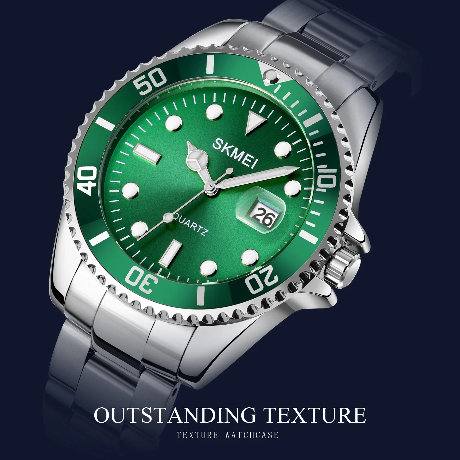 

SKMEI Luxury Green Water Ghost Watch Multifunctional Glow Time Mark Water Drop Calendar Waterproof Men's Кварцевые часы 1779