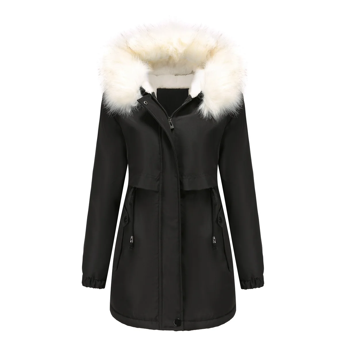 YJKDYK 2024 Women\'s Winter Jacket Female Velvet Hooded Cotton Jacket With Fur Collar Parka Women\'s Thicken Warm Padded Jacket