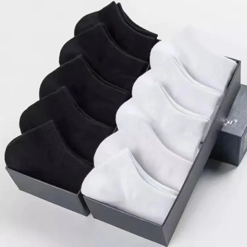 1/5/10 Paar Unisex Damen und Herren Atmungsaktive Sport Einfarbige Bootssocken Schwarz Bequeme Söckchen Weiß Grau
